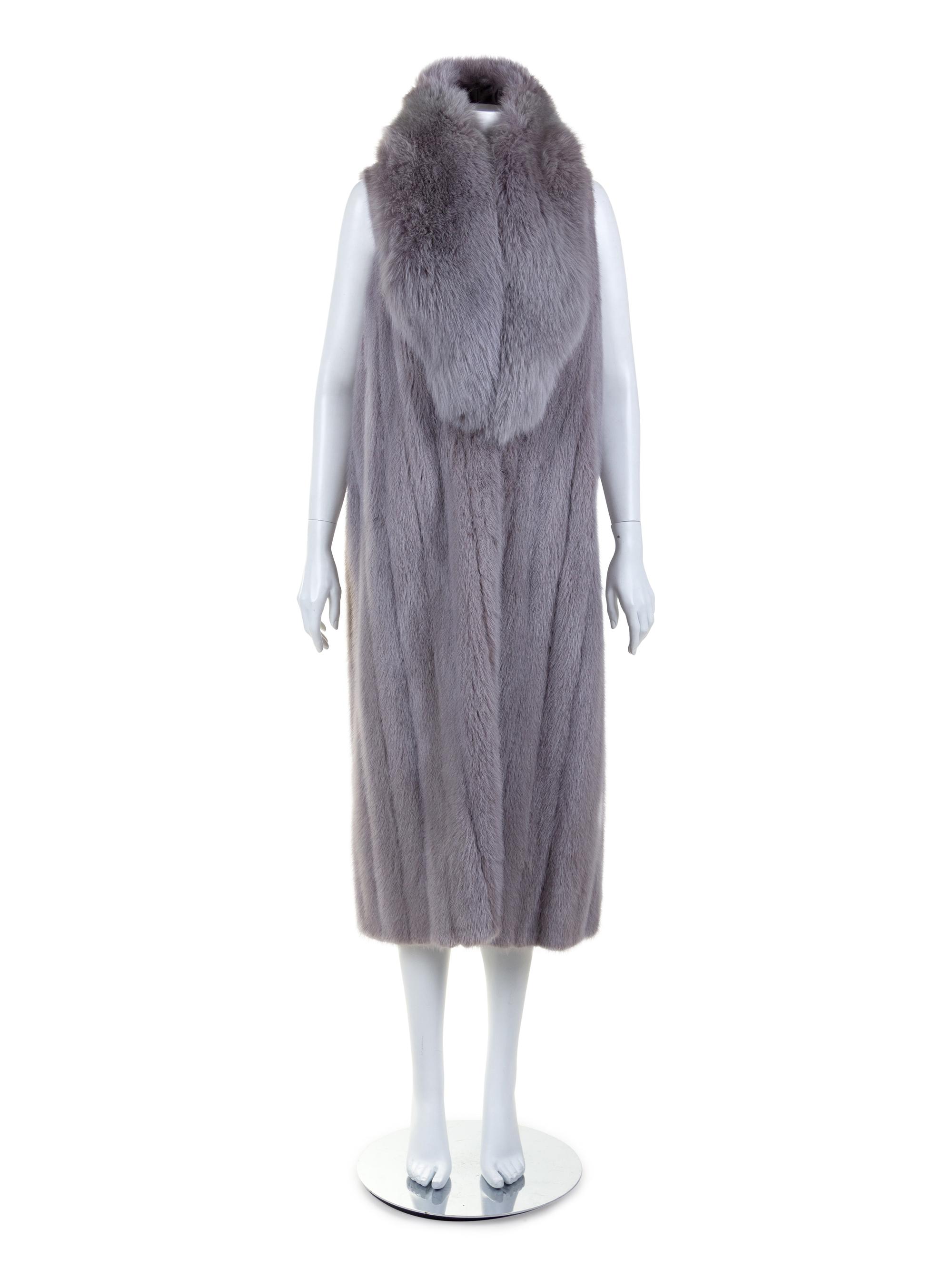 Silver Sateen and Sable and Fox Fur Lined Trench Coat, 1990's-2000's
