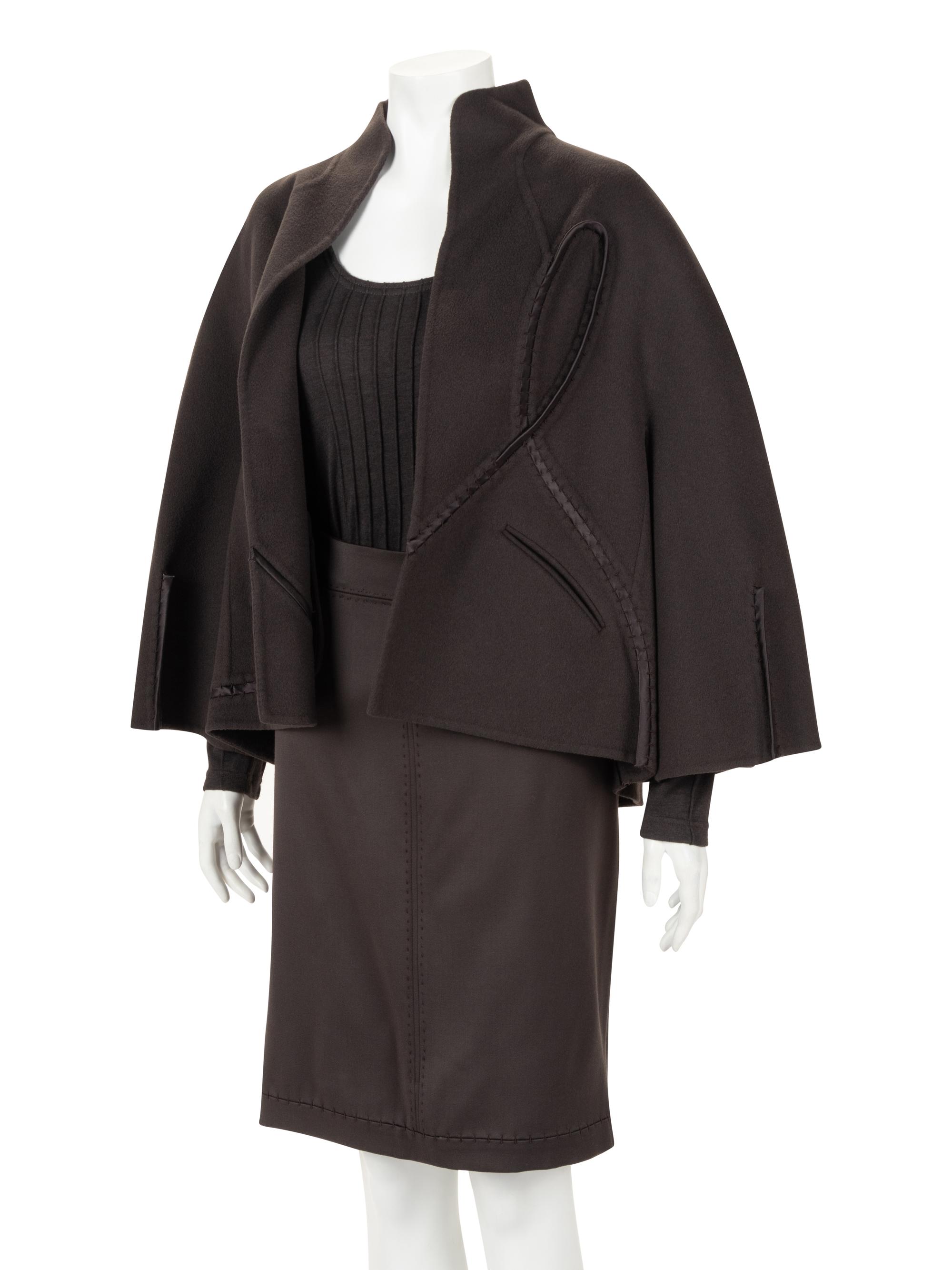 Chado Ralph Rucci Brown Cashmere Three-Piece Ensemble, 2000-10s