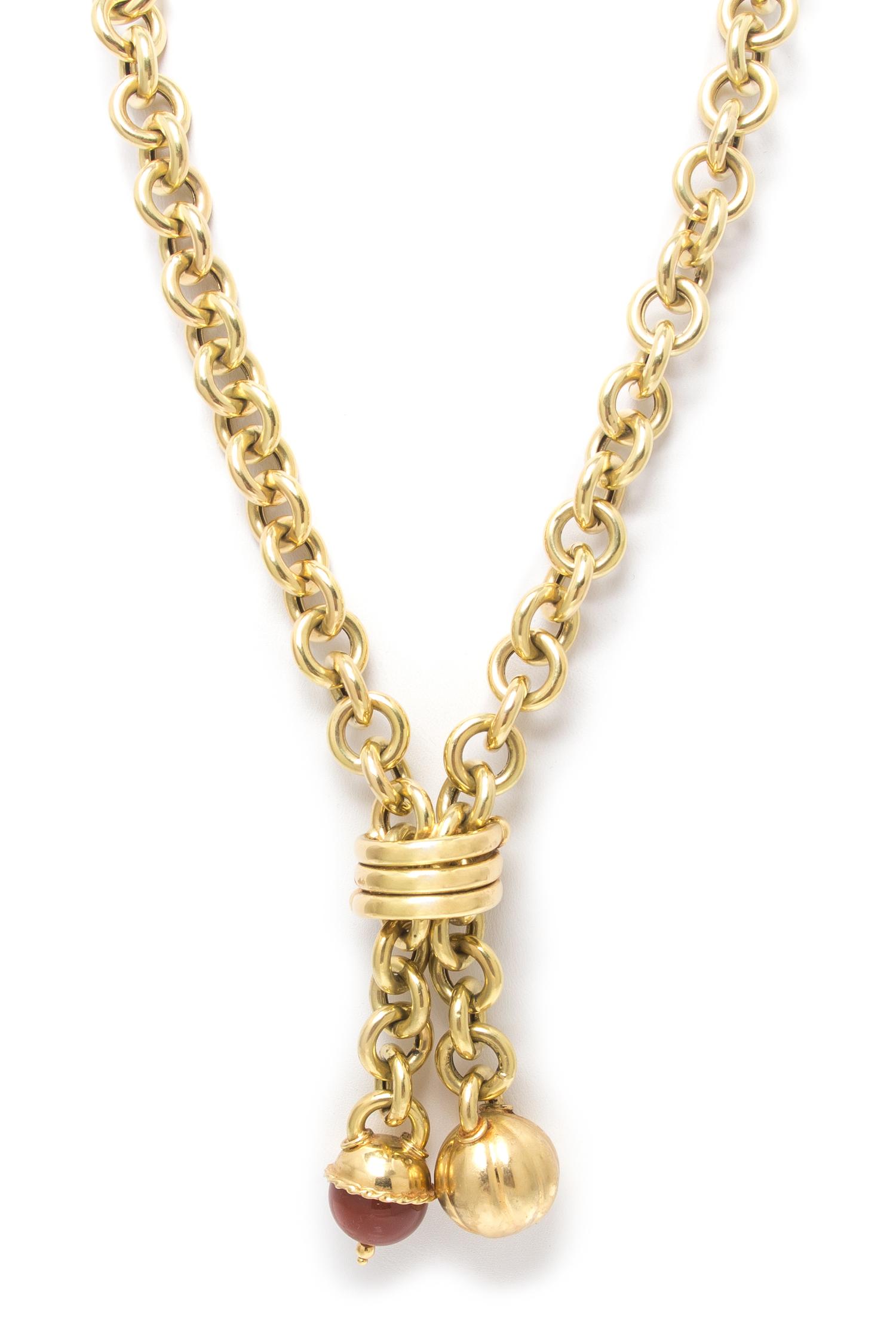 A Yellow Gold and Carnelian Necklace, 67.10 dwts.