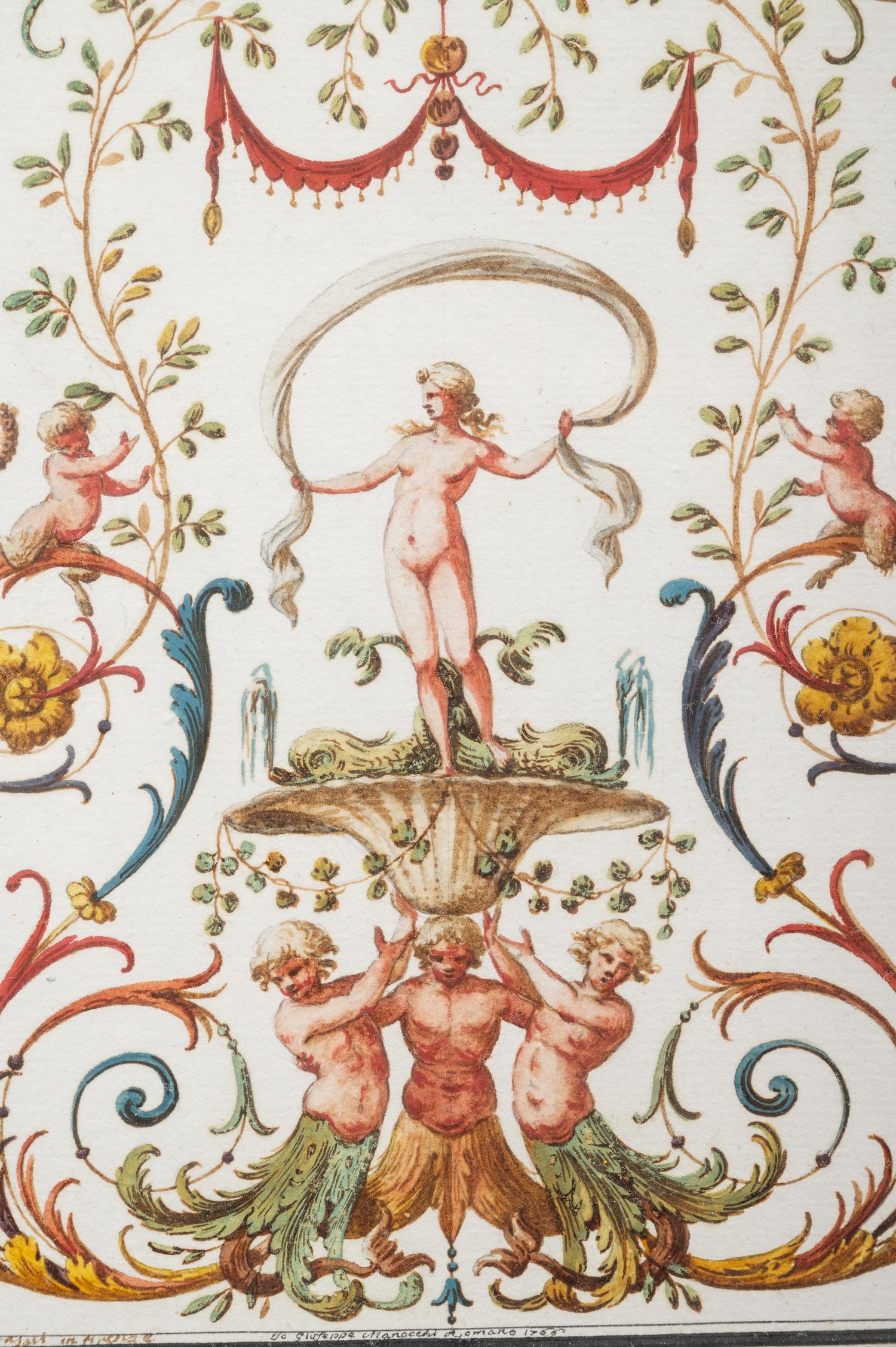 A Set of Eight Neoclassical Watercolor Illustrations
