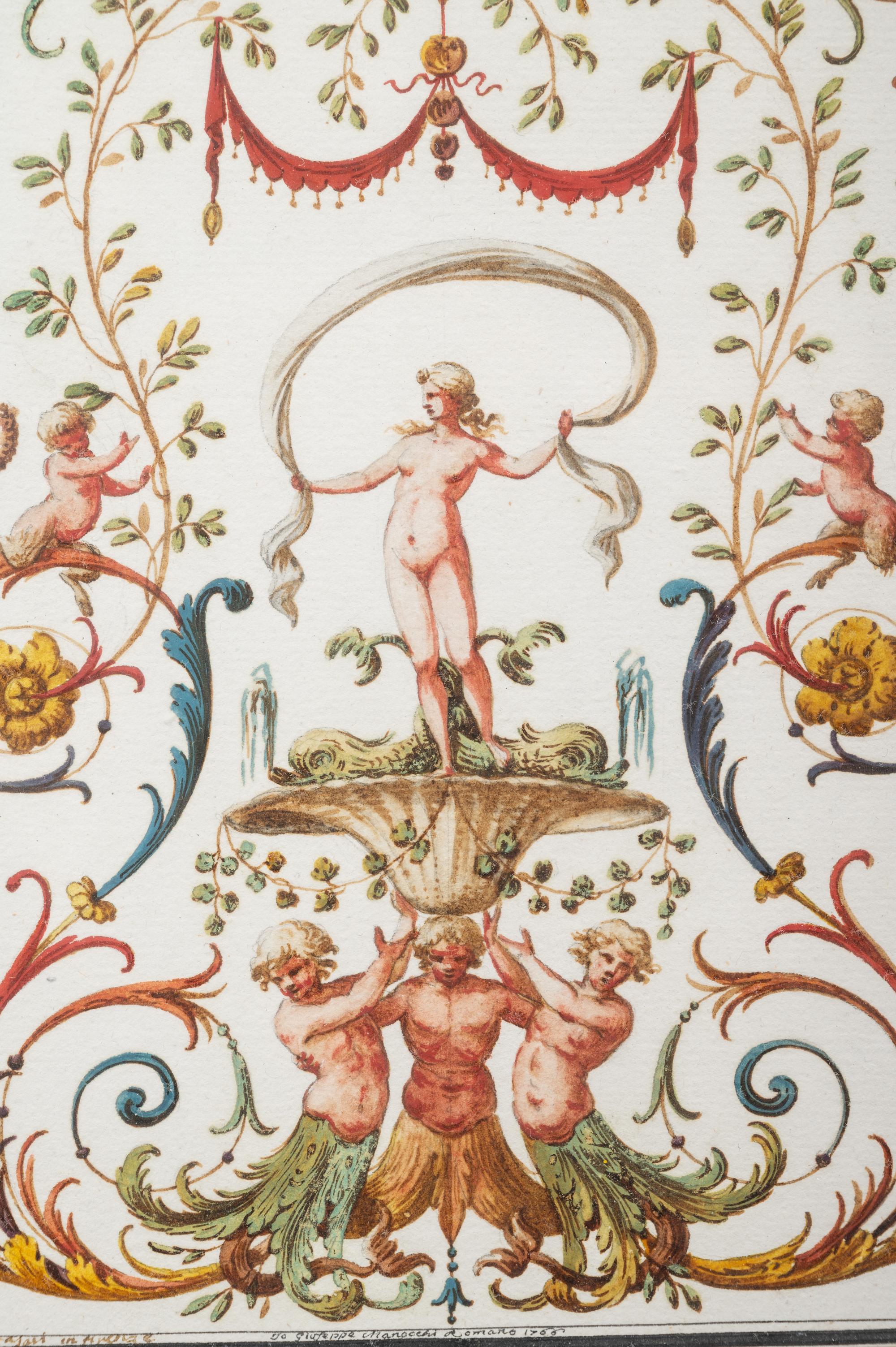 A Set of Eight Neoclassical Watercolor Illustrations