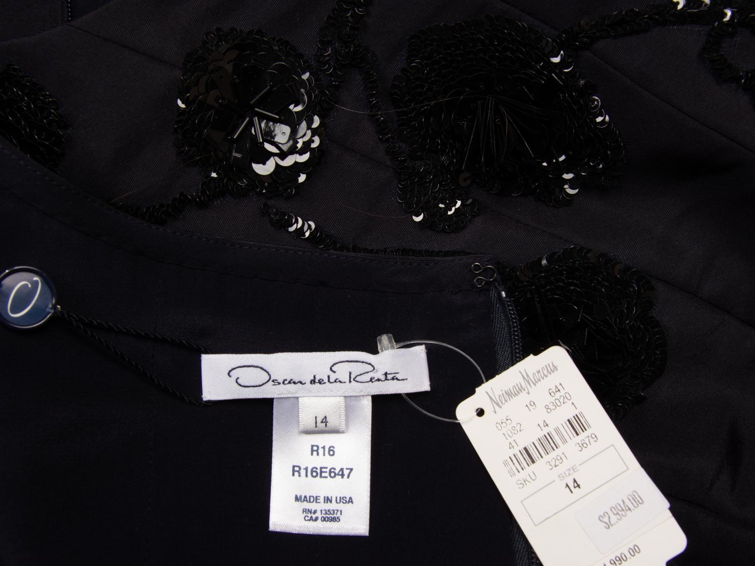 Oscar de la Renta, Navy Silk Cocktail Dress