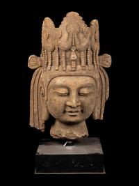 A Chinese Monumental Carved Stone Head