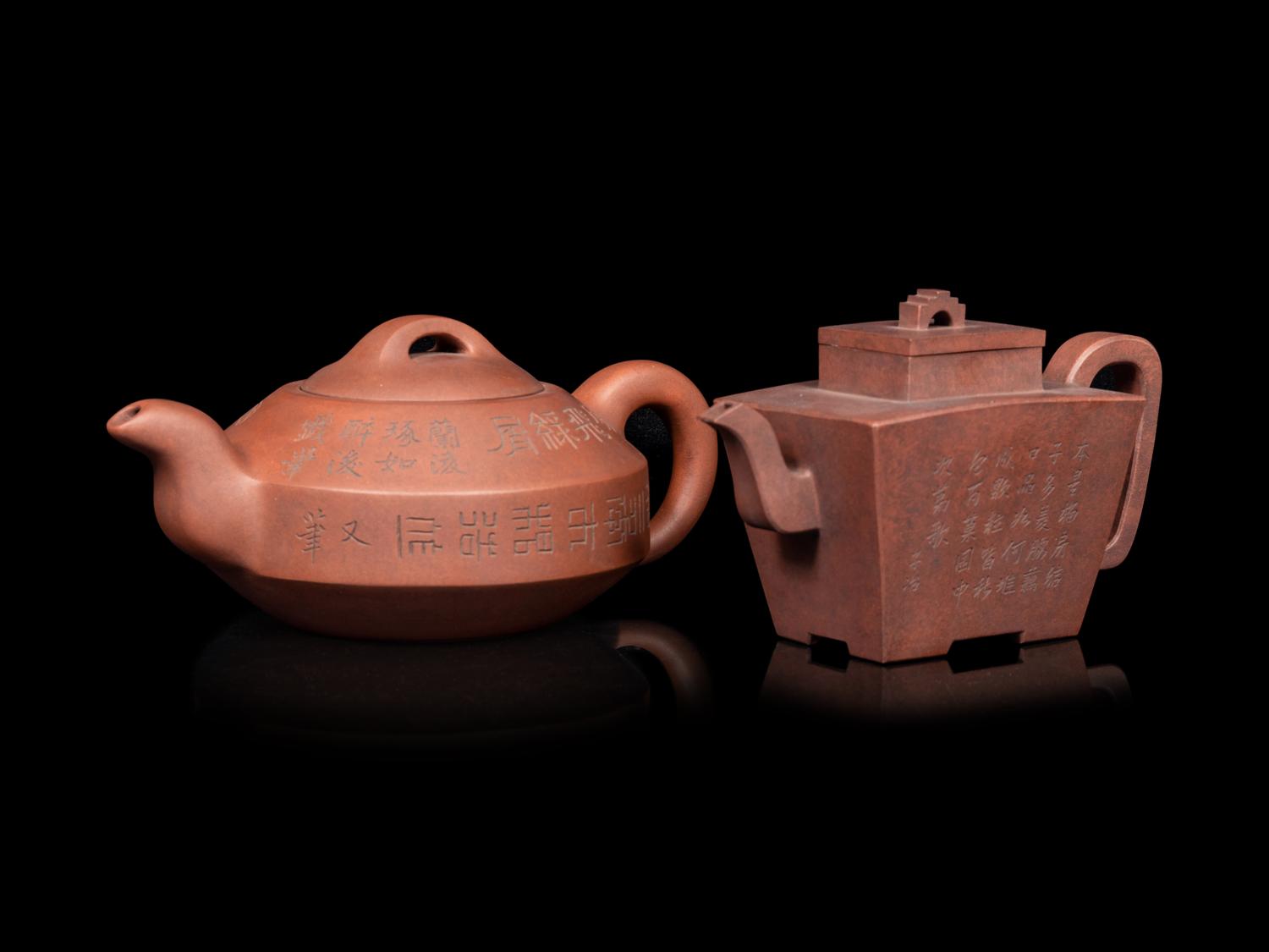 Two Chinese Yixing Zisha Pottery Teapots