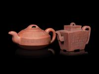 Two Chinese Yixing Zisha Pottery Teapots