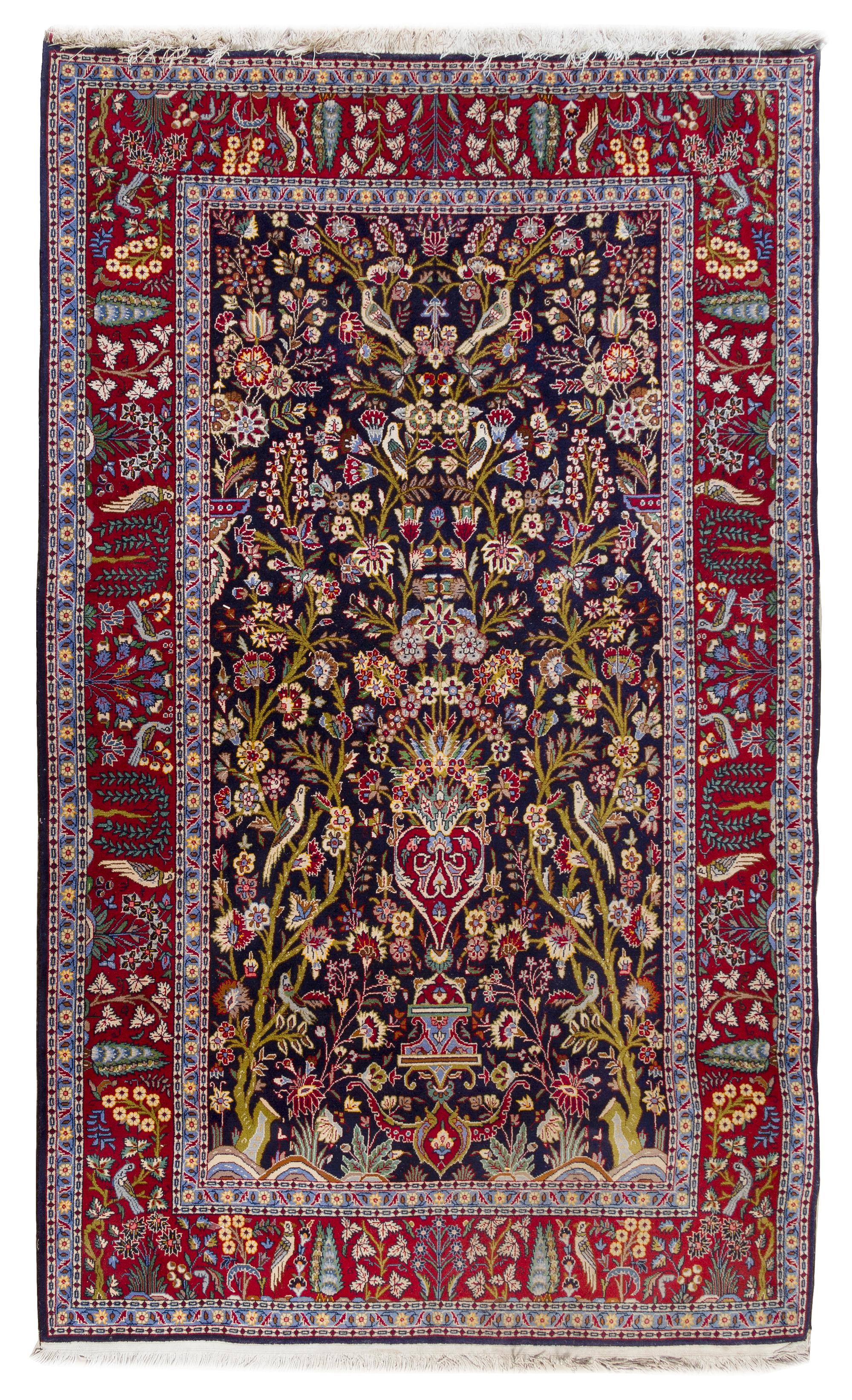 A Kashan Wool Rug 7 feet 1 inch x 4 feet 6 inches.