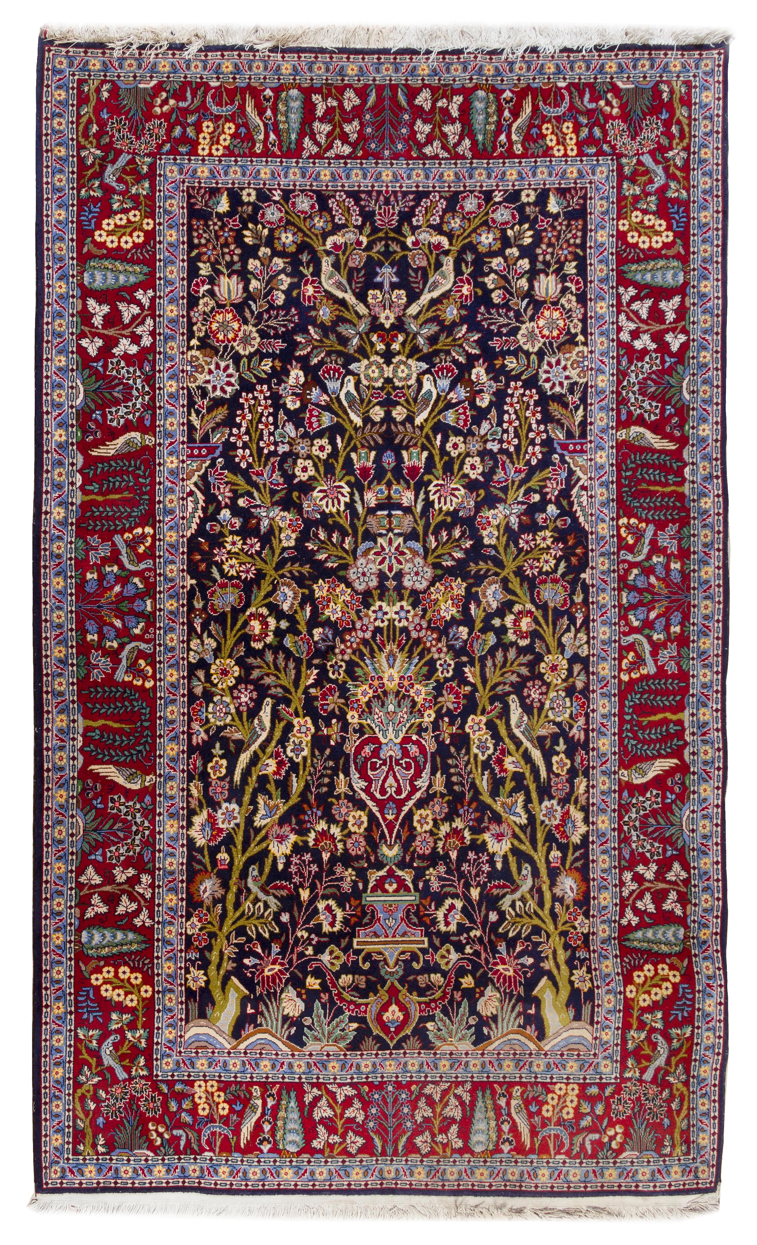 A Kashan Wool Rug 7 feet 1 inch x 4 feet 6 inches.