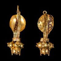 A Pair of Romano-Syrian Gold Hoop and Dome Earrings