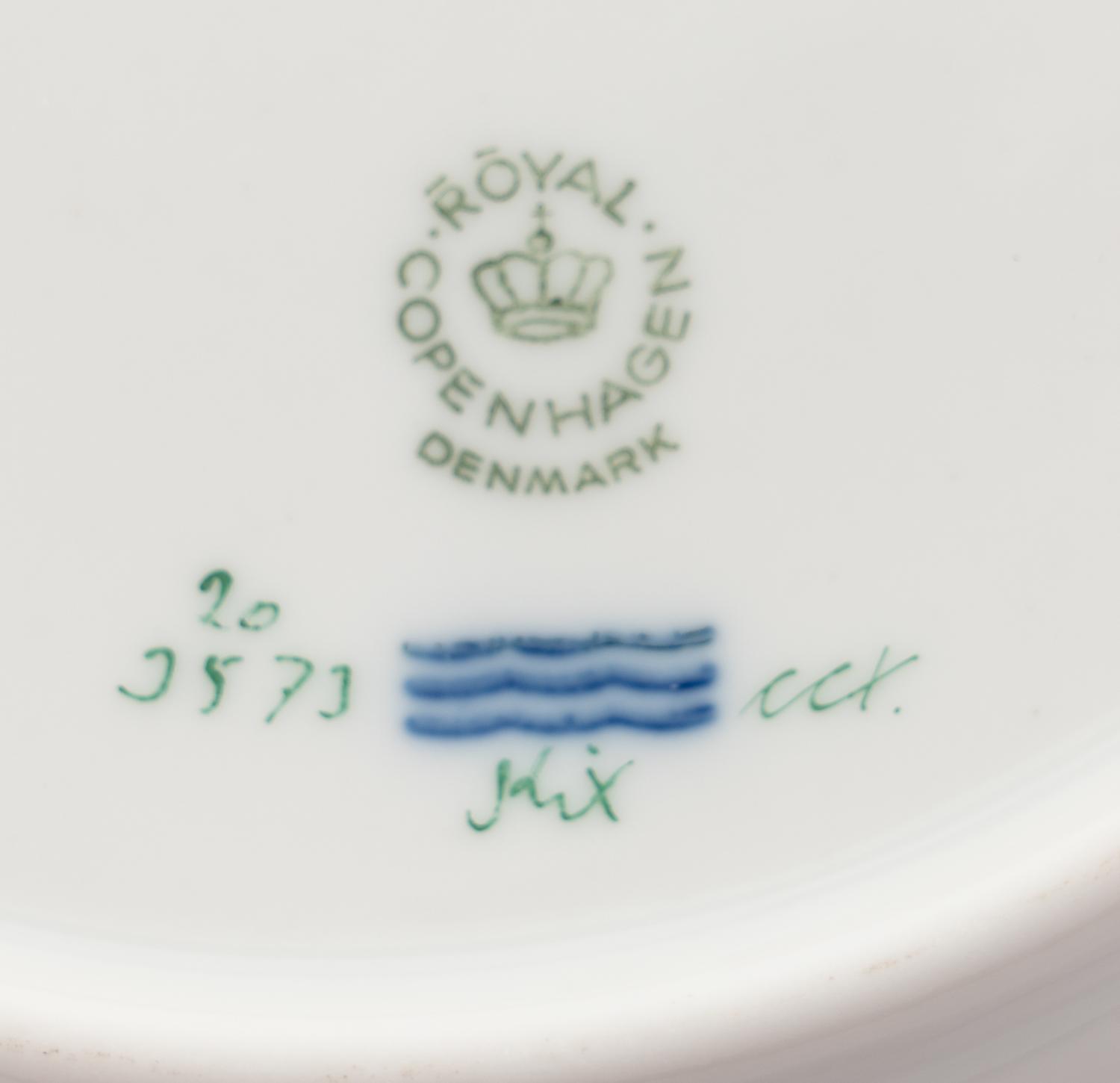 A Set of Eight Royal Copenhagen Flora Danica Porcelain Salad Plates