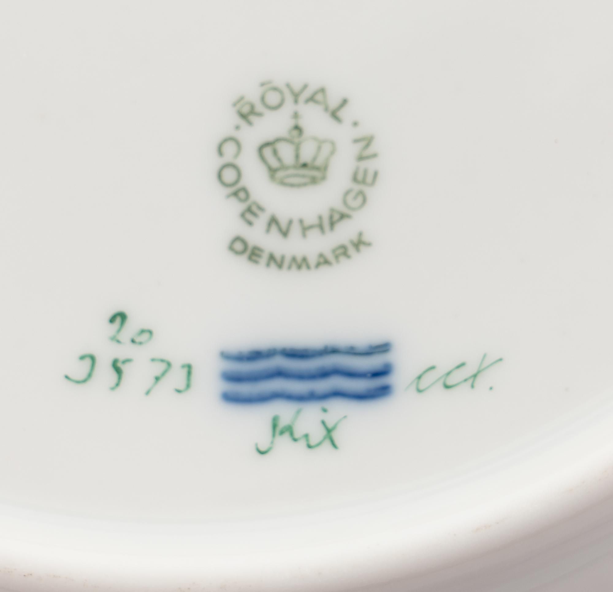 A Set of Eight Royal Copenhagen Flora Danica Porcelain Salad Plates