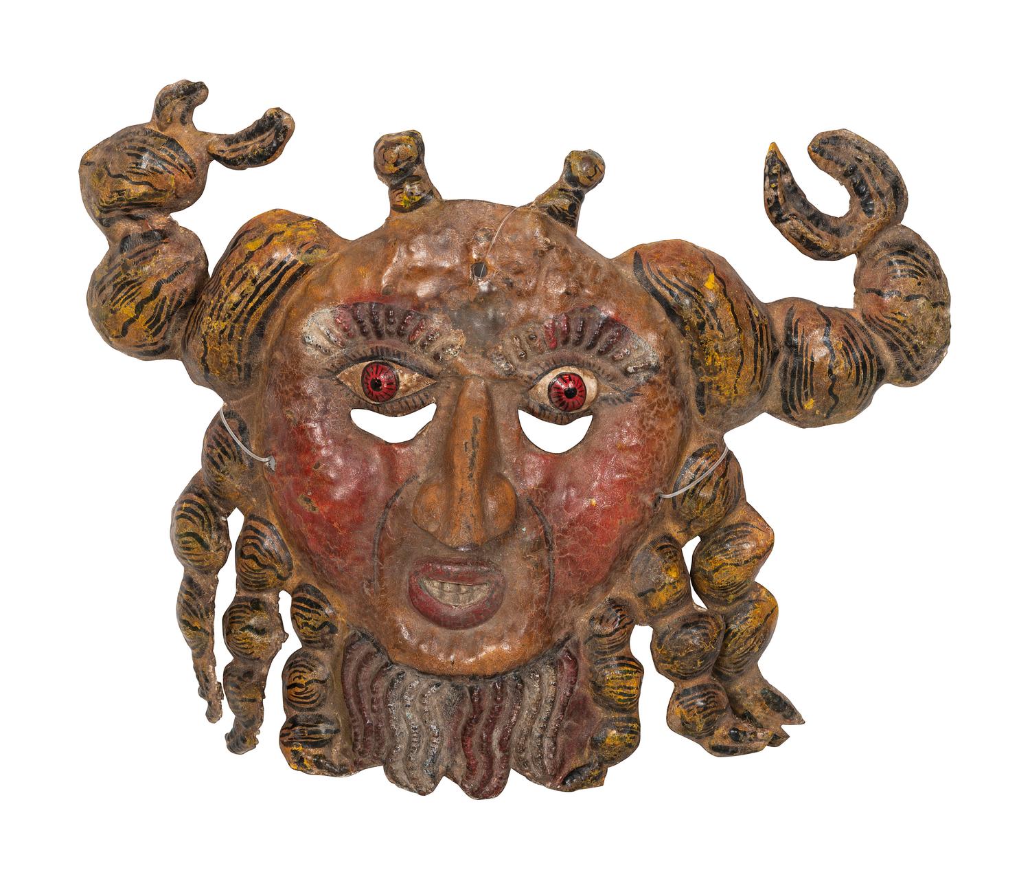 Four Mexican Copper Festival Masks