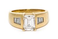 A 14 Karat Yellow Gold and Diamond Ring, 8.00 dwts.