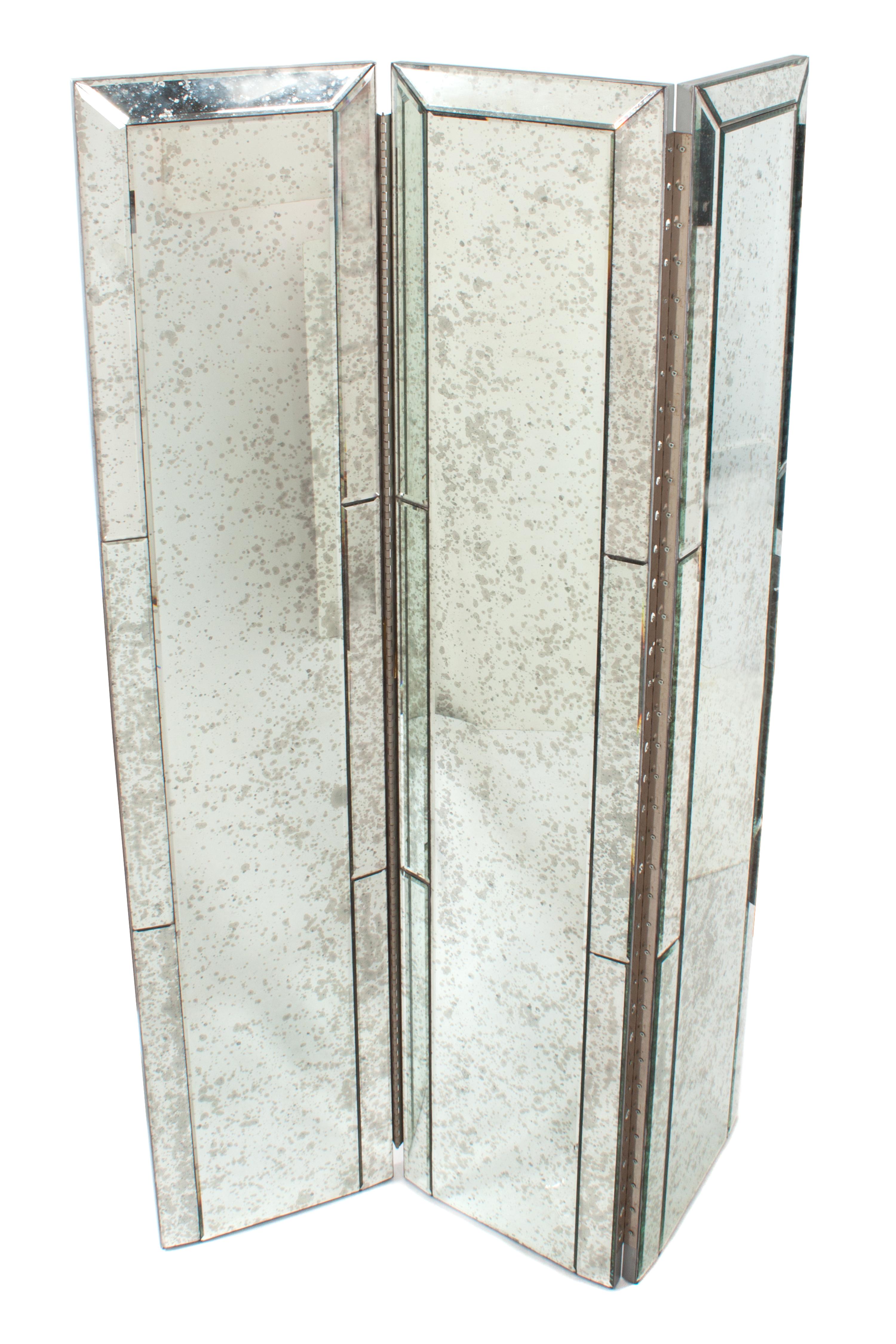 An Art Deco Three-Panel Mirrored Floor Screen — 20TH CENTURY