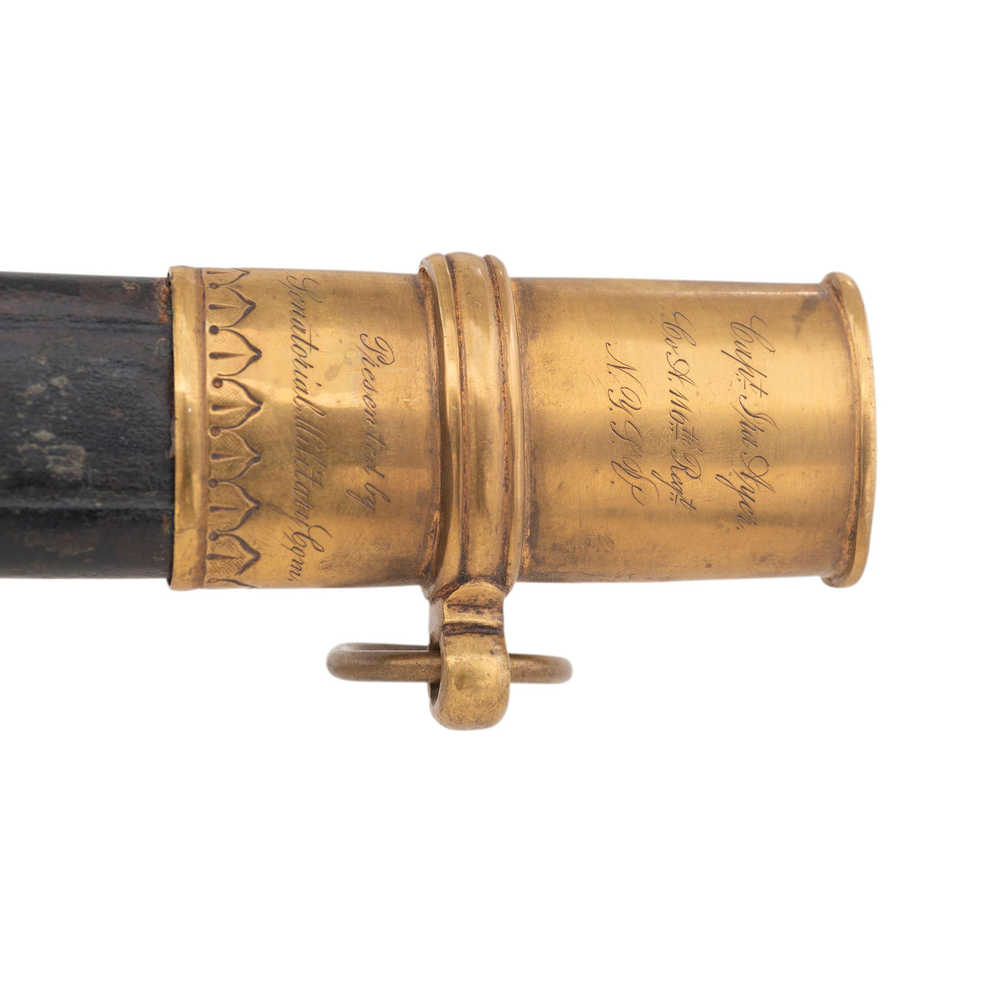 Hortsmann Retailed Import Model 1850 Staff and Field Officer's Sword Presented to Capt. Ira Ayer - 116th NY Infantry