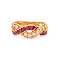 OSCAR HEYMAN & BROTHERS, DIAMOND AND RUBY RING