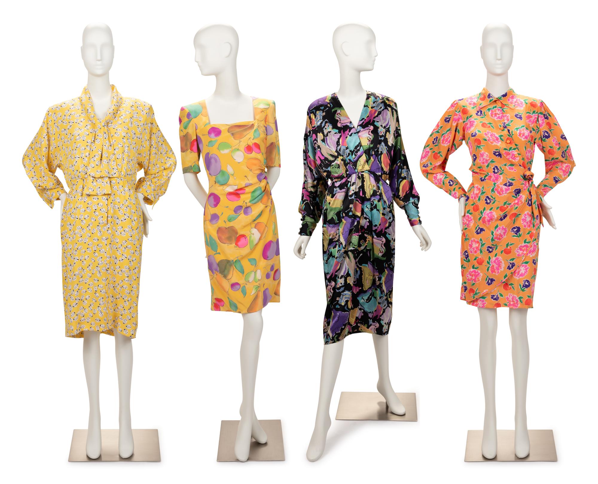Four Designer Dresses: One Hanae Mori, Two Ungaro, One Givenchy, 1980-90s