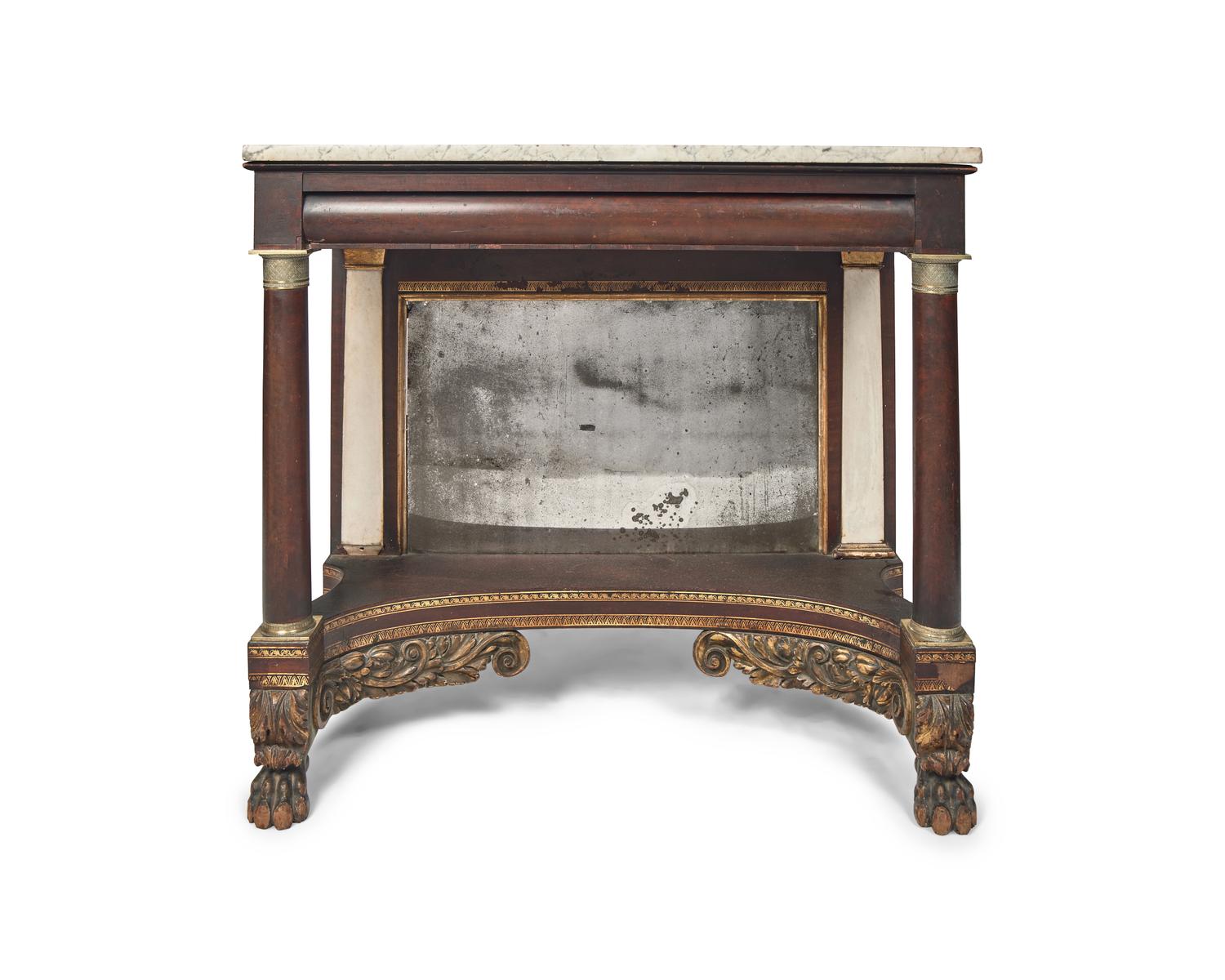 A Classical Stencil-Decorated Mahogany Pier Table