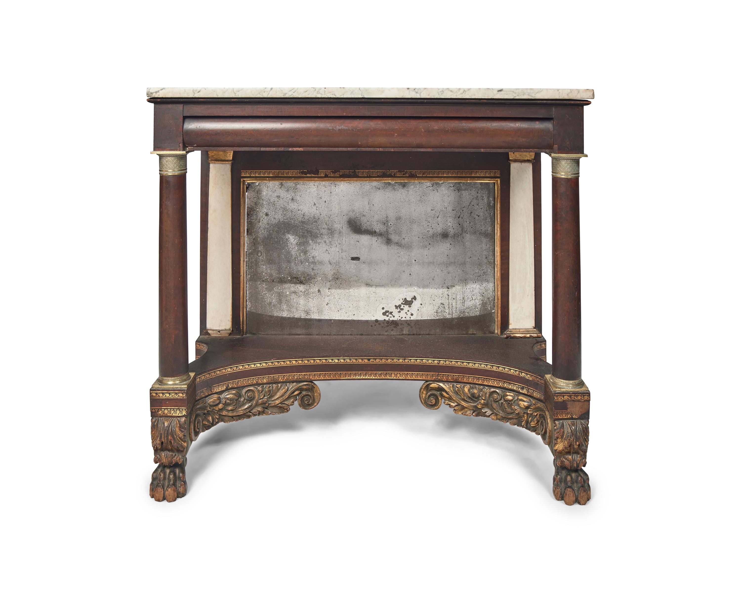 A Classical Stencil-Decorated Mahogany Pier Table
