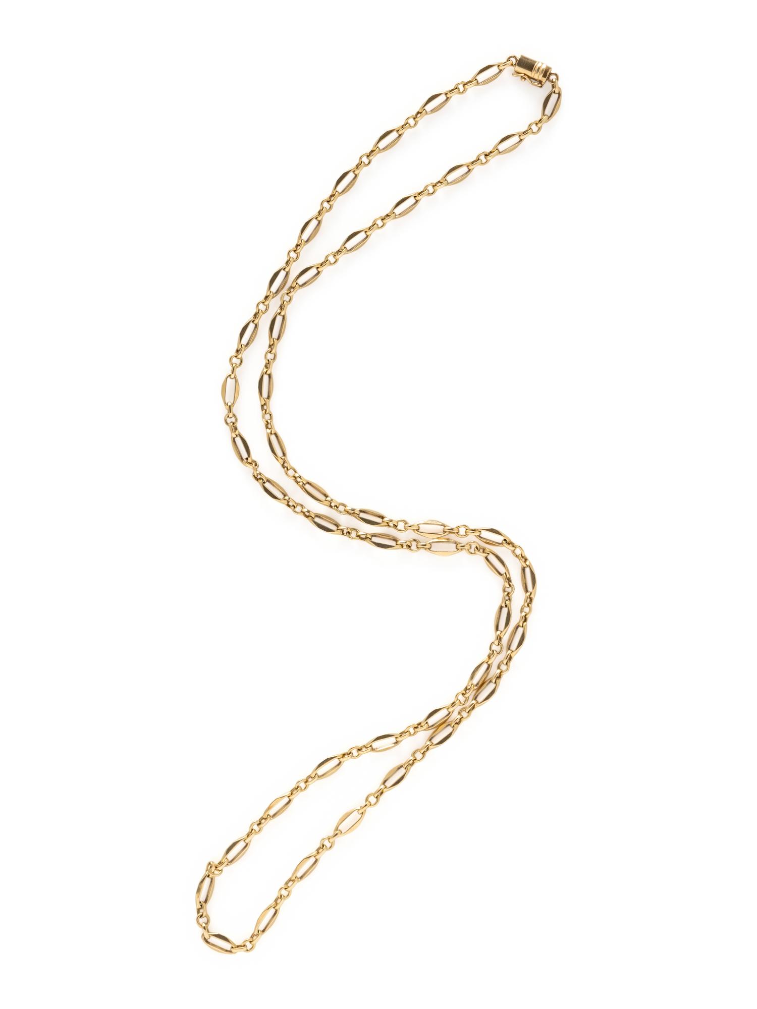YELLOW GOLD LONG CHAIN NECKLACE