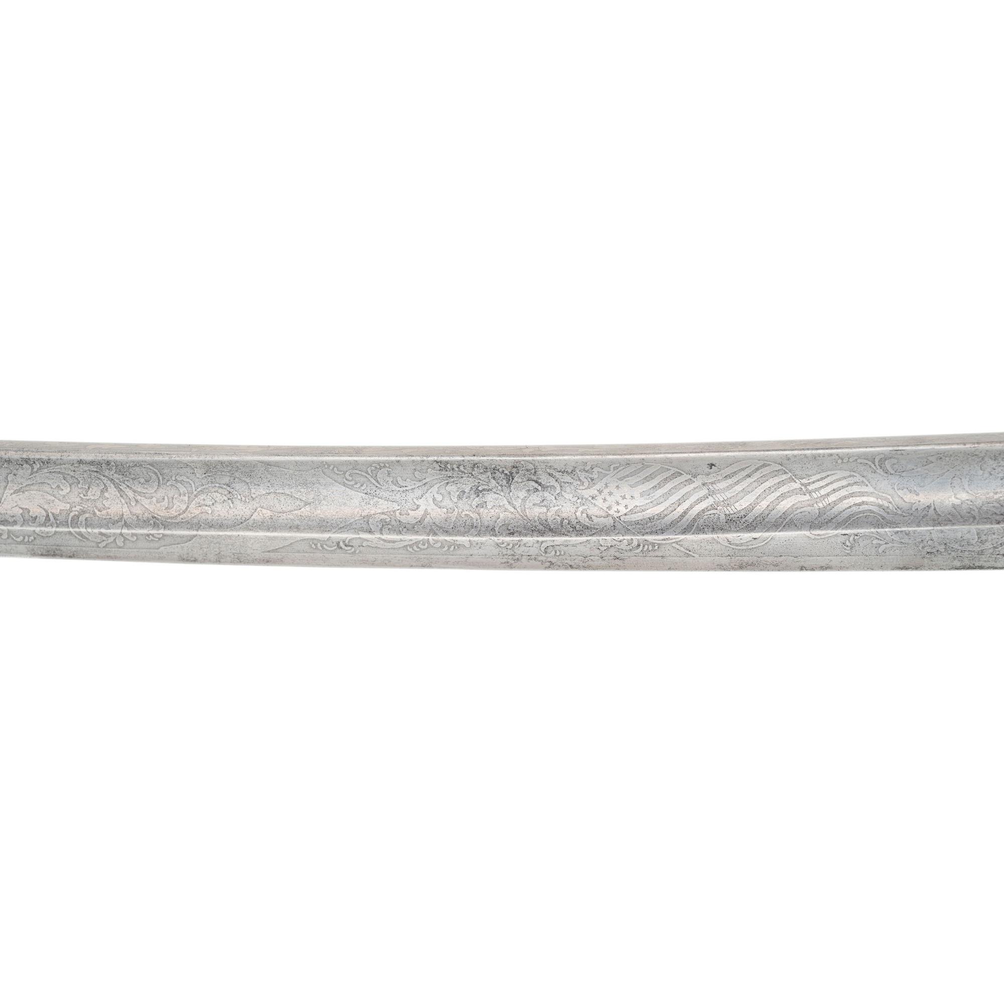 Sauerbier Cavalry Officers' Saber with Etched Blade Presentation to Lieutenant Sullivan 9th PA Cavalry - KIA at Tomkinsville, KY - Fighting John Hunt Morgan's Men