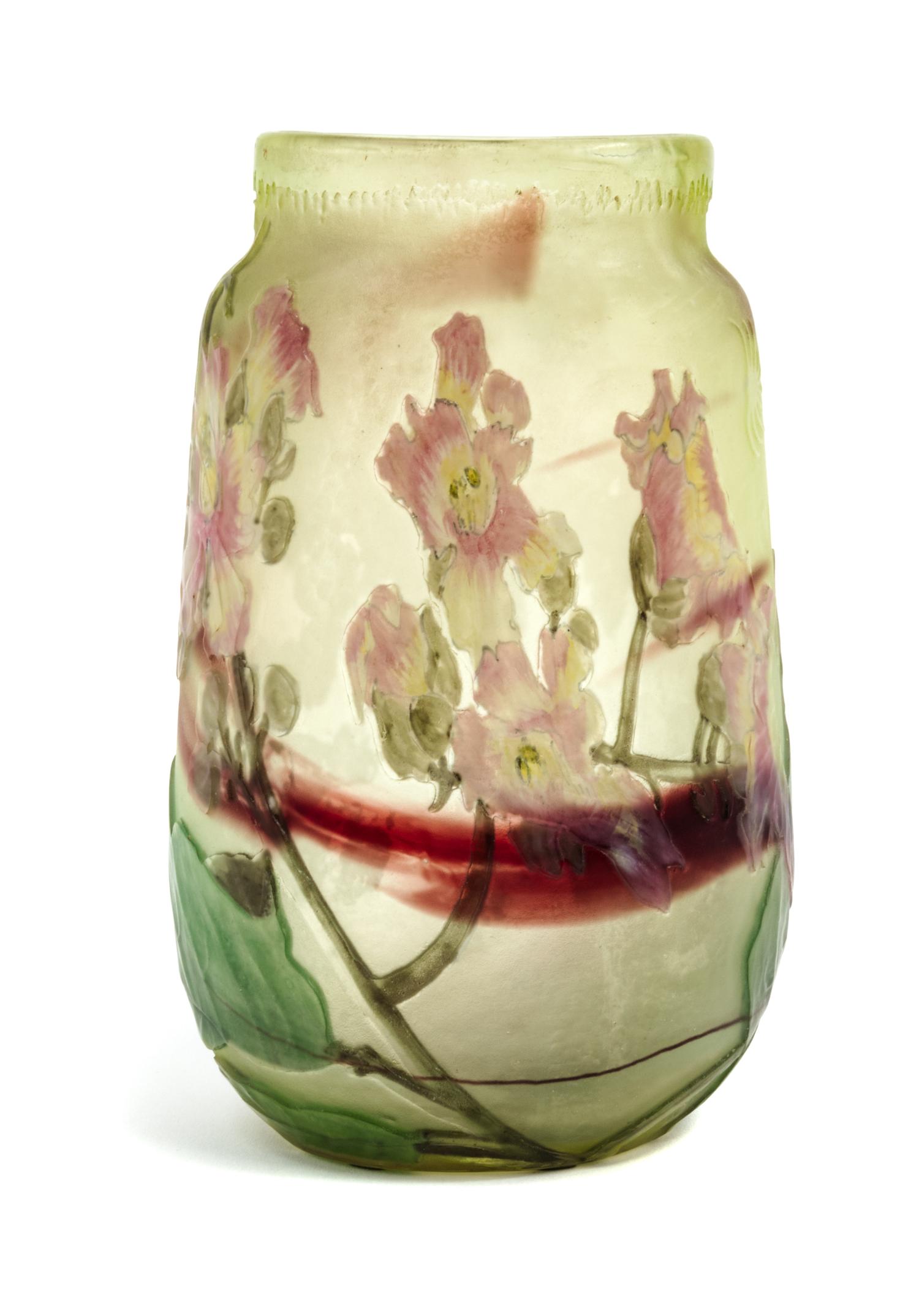 Cameo Glass, attributed to Desire Christian, EARLY 20TH CENTURY, of flattened ovoid form with floral decoration