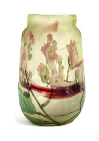 Cameo Glass, attributed to Desire Christian, EARLY 20TH CENTURY, of flattened ovoid form with floral decoration