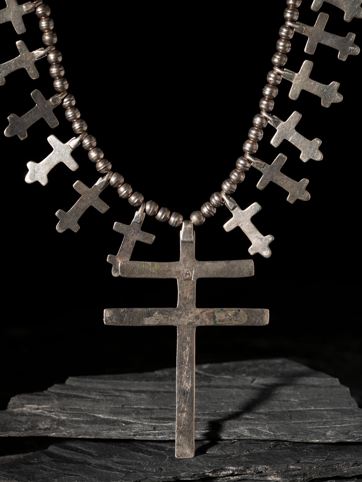 Sterling Silver Double Cross Necklace