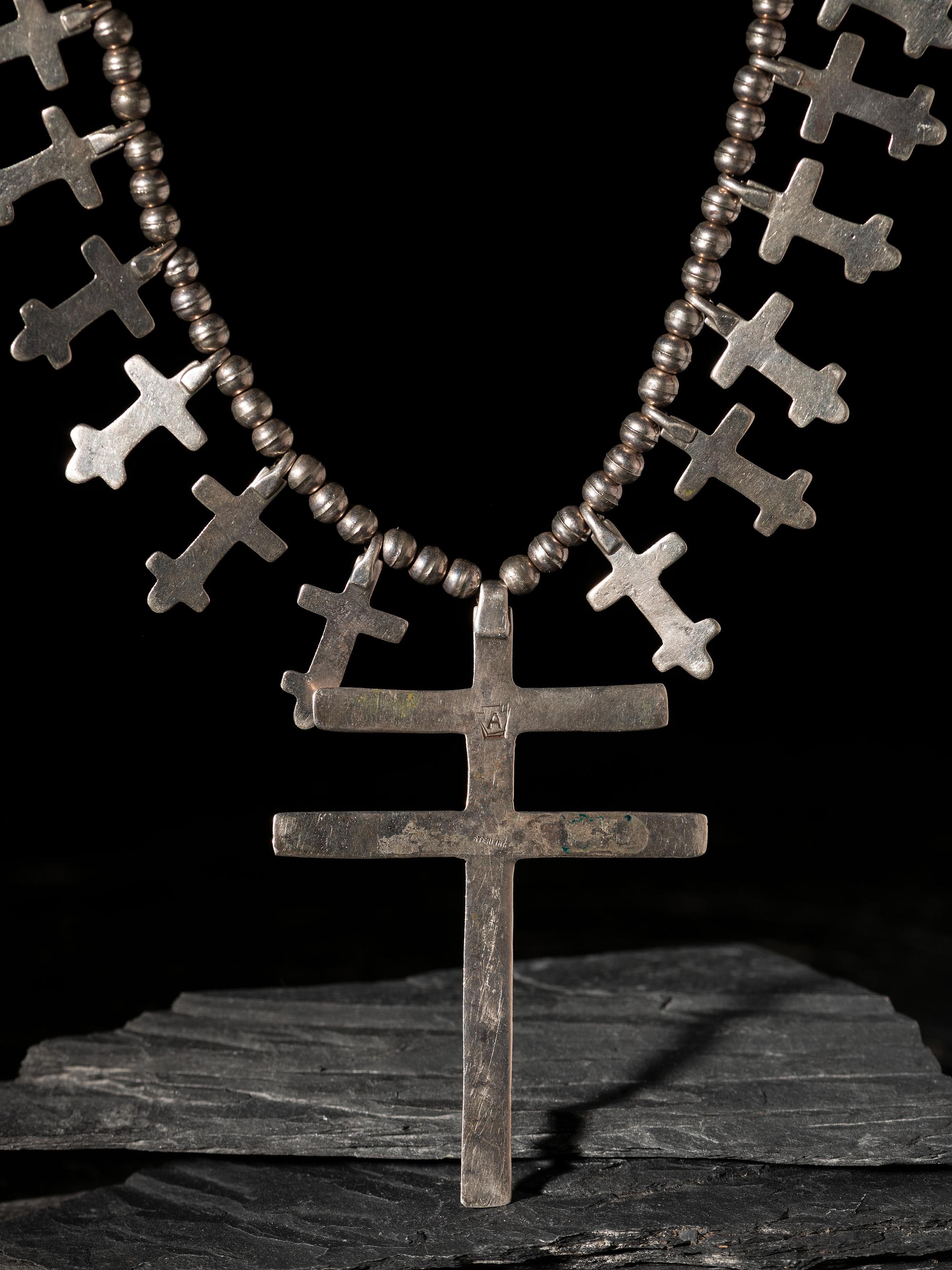 Sterling Silver Double Cross Necklace