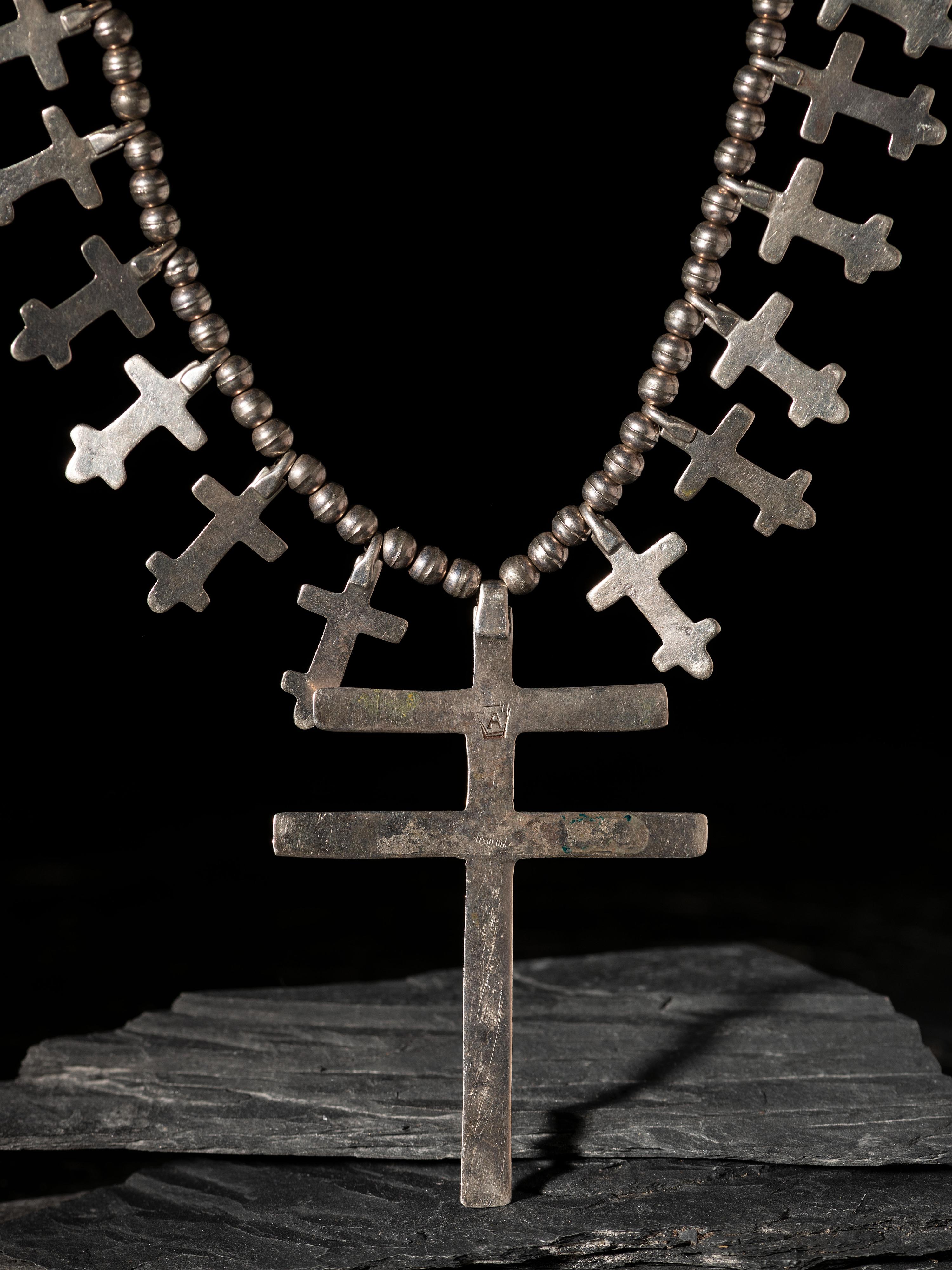 Sterling Silver Double Cross Necklace