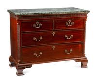 A George III Mahogany Marble-Top Chest of Drawers