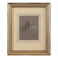 Elihu Vedder (American, 1836–1923) — Study for "Return from Calvary - the Ninth Hour from Crucifixion," c. 1867; together with Sketch of a Boy's Head (Two Works)