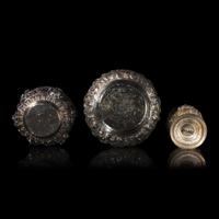 A Burmese Silver Bowl, a Silver Covered Vessel, and a Metal Bowl, Late 19th to 20th Century — 十九世紀晚期-二十世紀 緬甸銀及金屬器一組三件