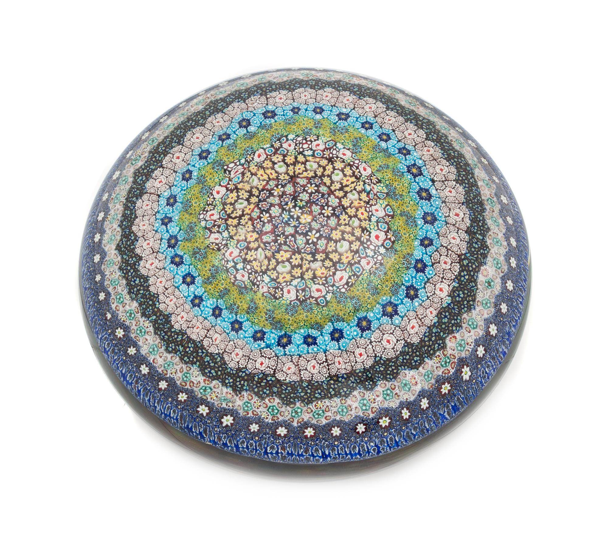 A Massive Murano Close Concentric Millefiori Paperweight Diameter 8 1/2 inches Height: 1 1/2 inches