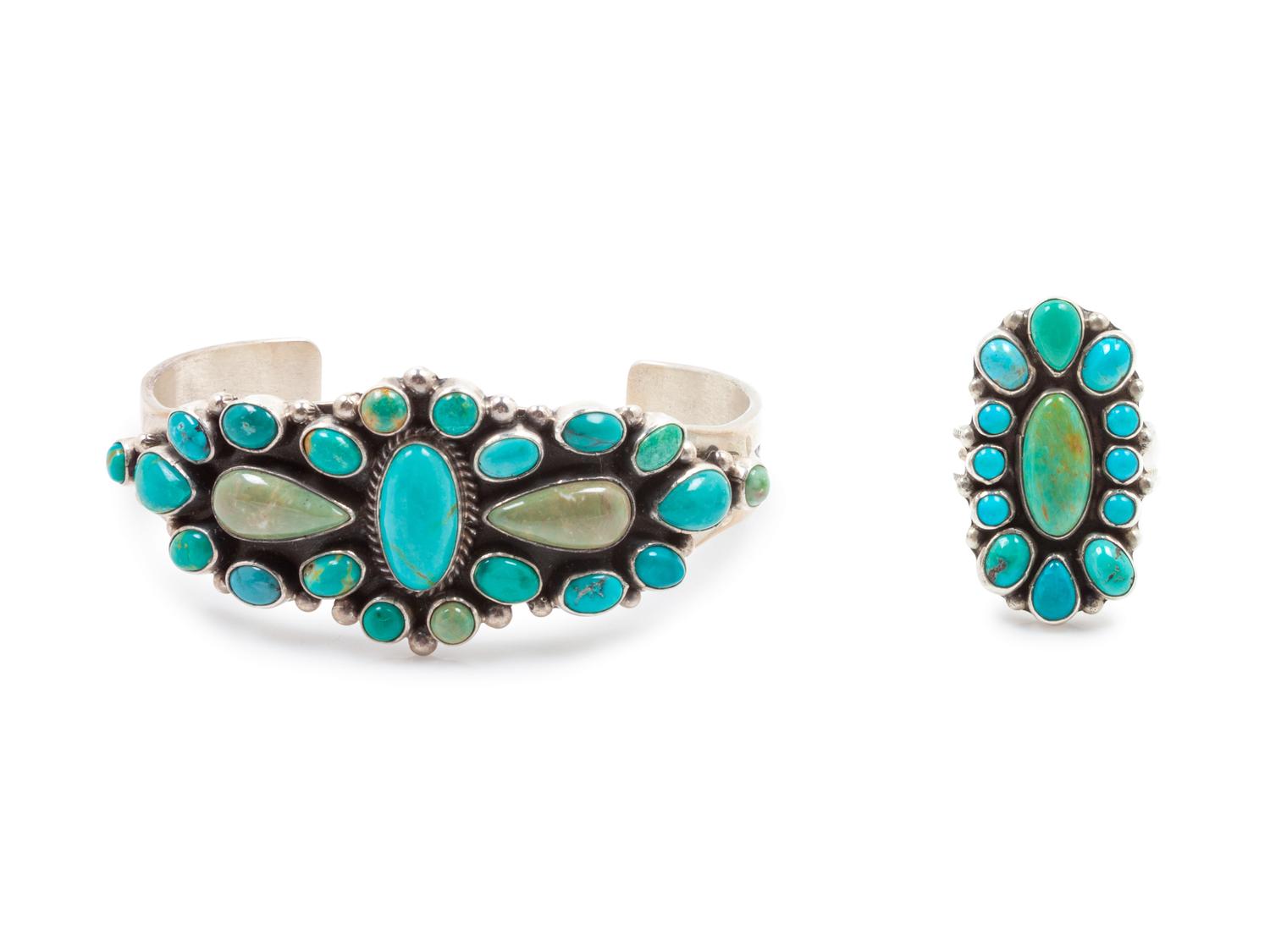 Sterling and Multi Stone Cuff, together with a Vernon & Clarissa Hale (Dine, 20th Century) Ring