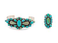 Sterling and Multi Stone Cuff, together with a Vernon & Clarissa Hale (Dine, 20th Century) Ring