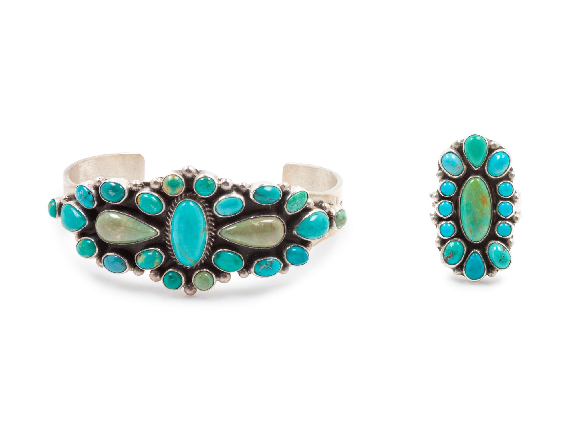 Sterling and Multi Stone Cuff, together with a Vernon & Clarissa Hale (Dine, 20th Century) Ring
