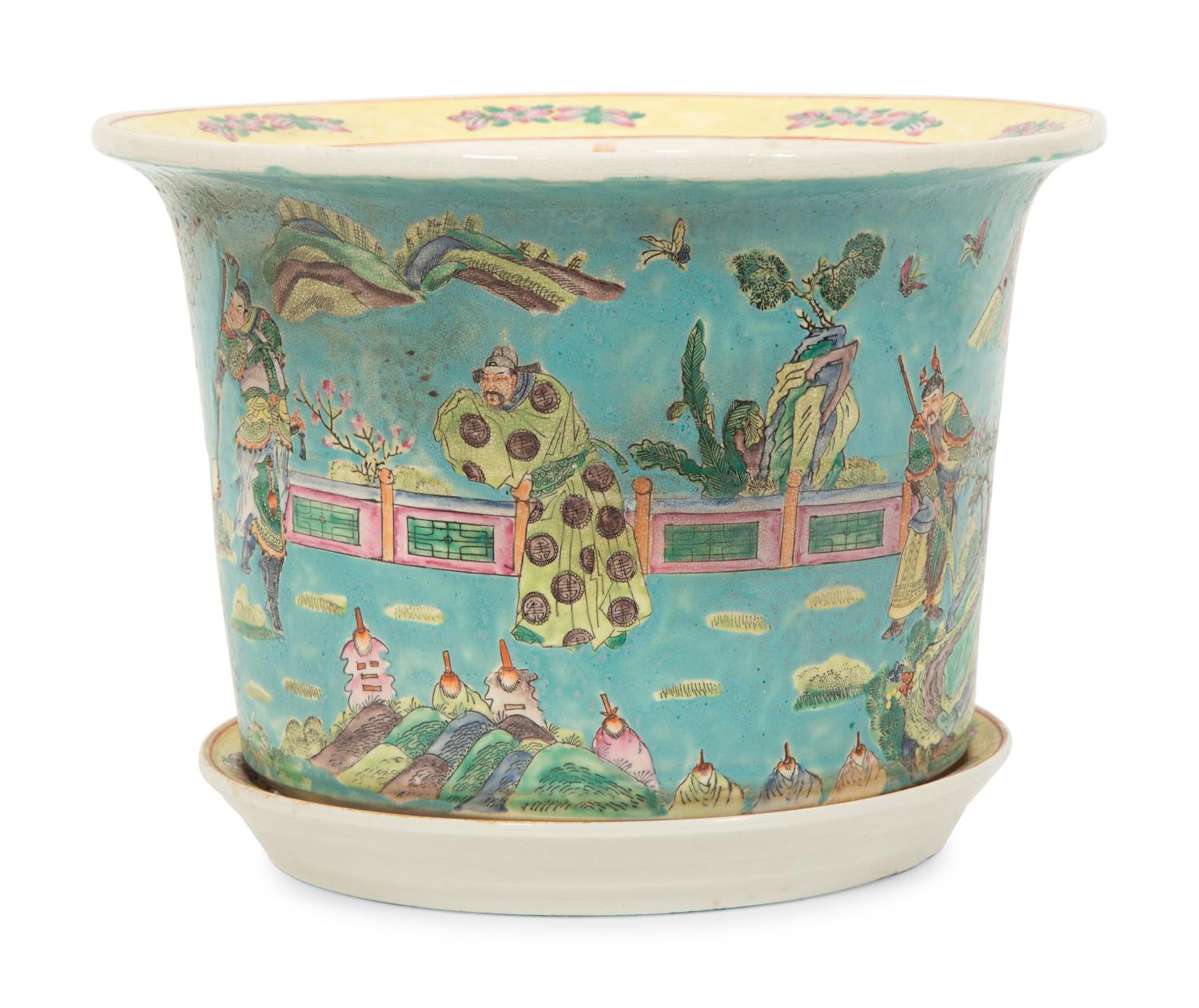 A Chinese Export Porcleain Jardinière with Undertray