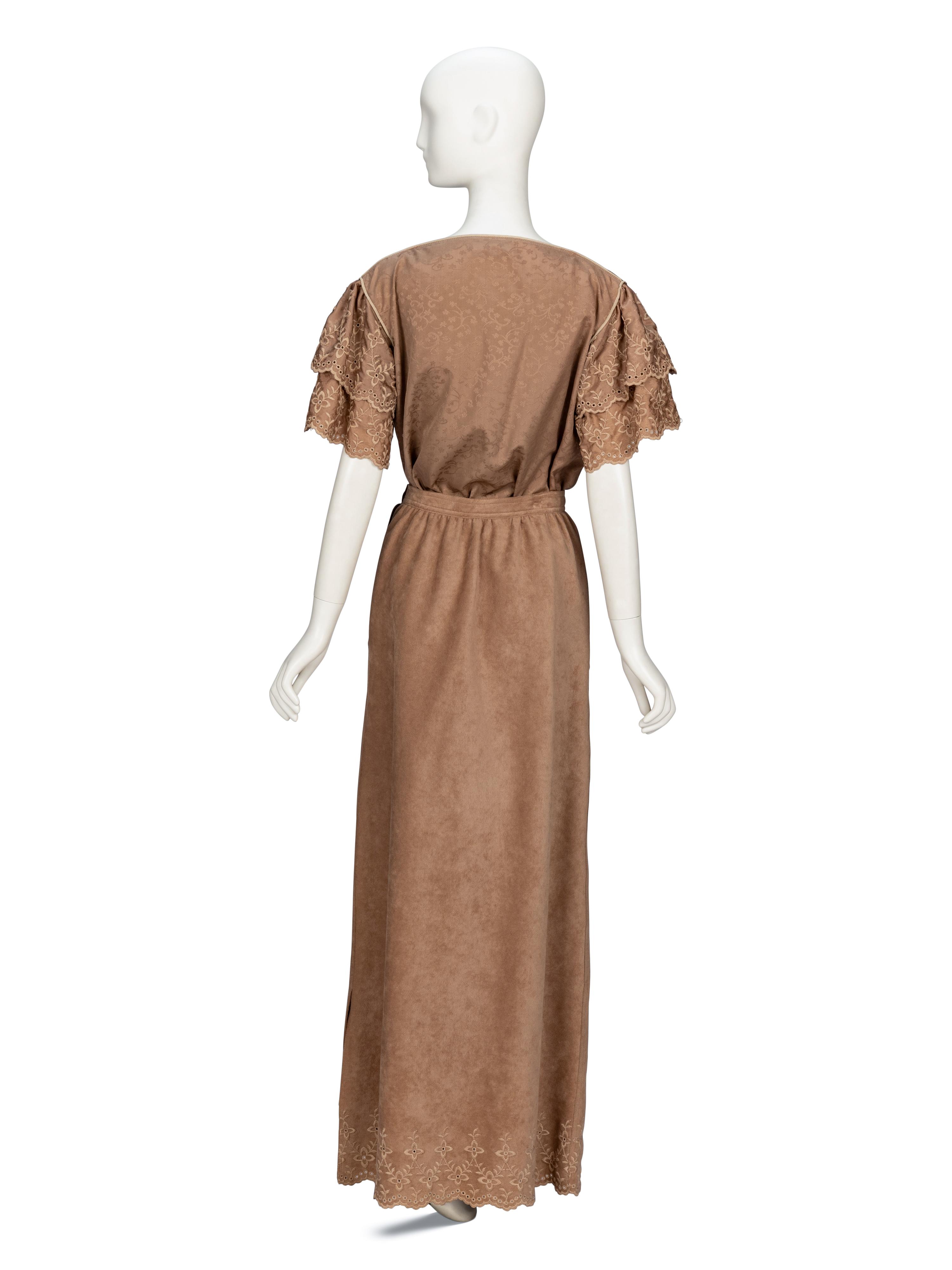 Giorgio di Sant' Angelo, Taupe Blouse & Skirt Ensemble