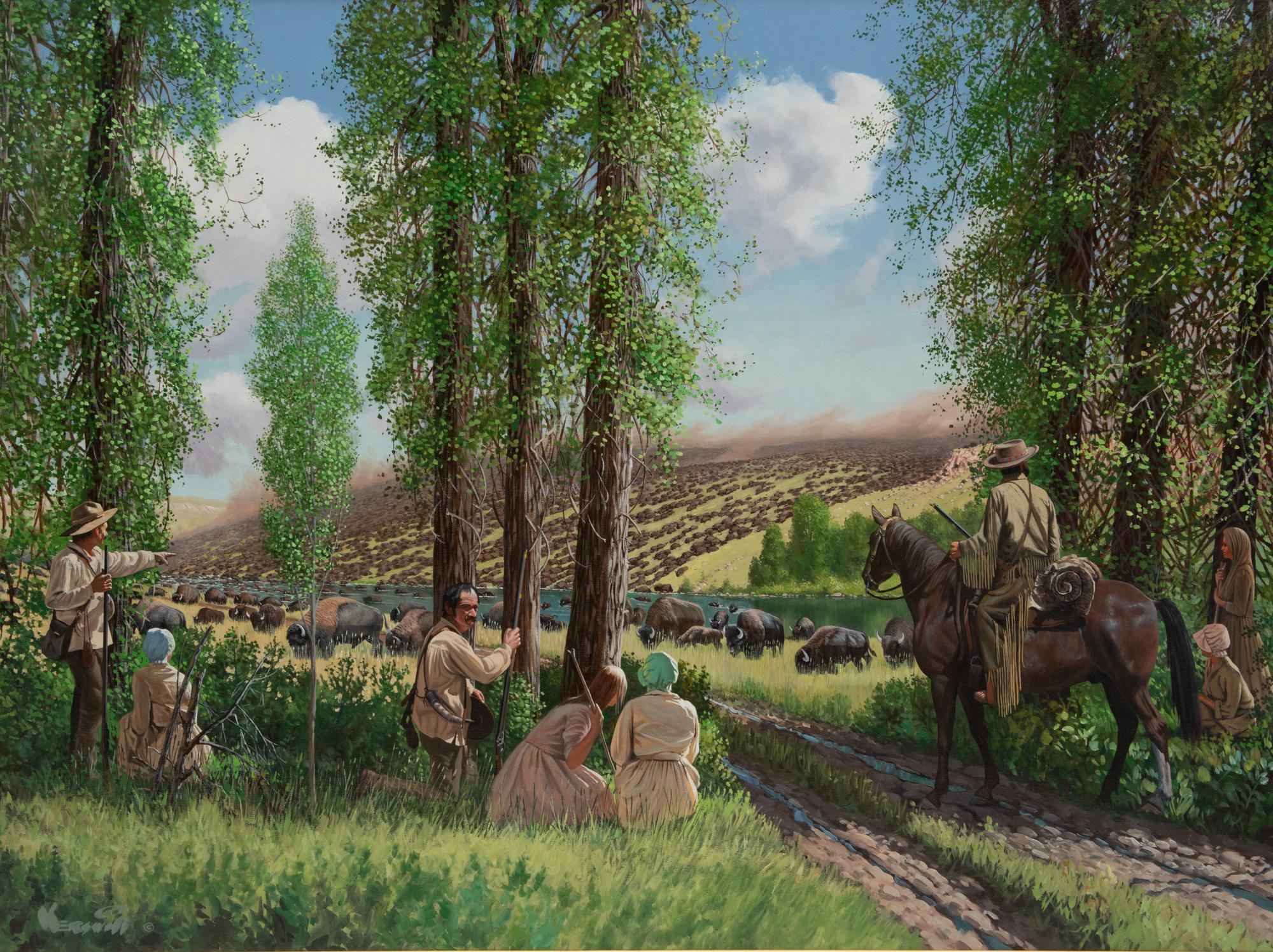 Buffalo Crossing The Platte River