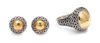 A Sterling Silver and 22 Karat Yellow Gold 'Palu' Demi-Parure, John Hardy, 13.90 dwts.