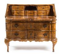 A Baroque Walnut Slant Front Secretary Height 43 1/2 x width 45 x depth 24 1/2 inches. — 17TH/18TH CENTURY
