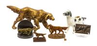 A Group of Seven English Setter Figures Width of widest 15 1/4 inches.