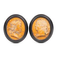 Two Grand Tour Marmo Giallo Antico Profile Plaques