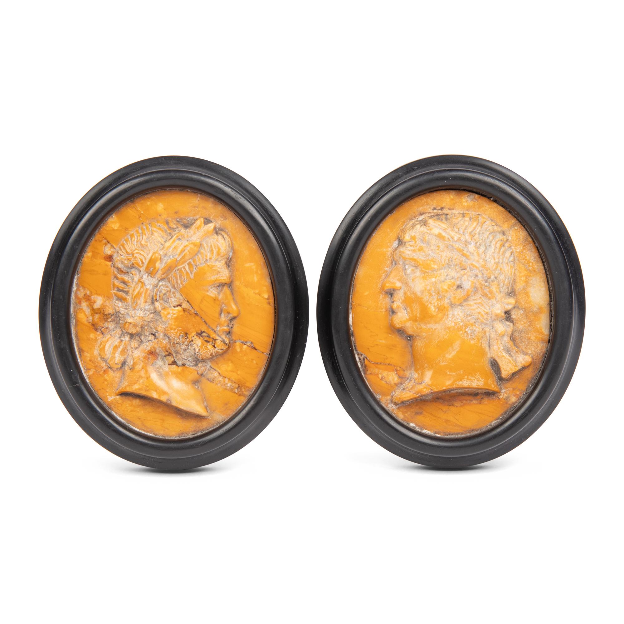 Two Grand Tour Marmo Giallo Antico Profile Plaques