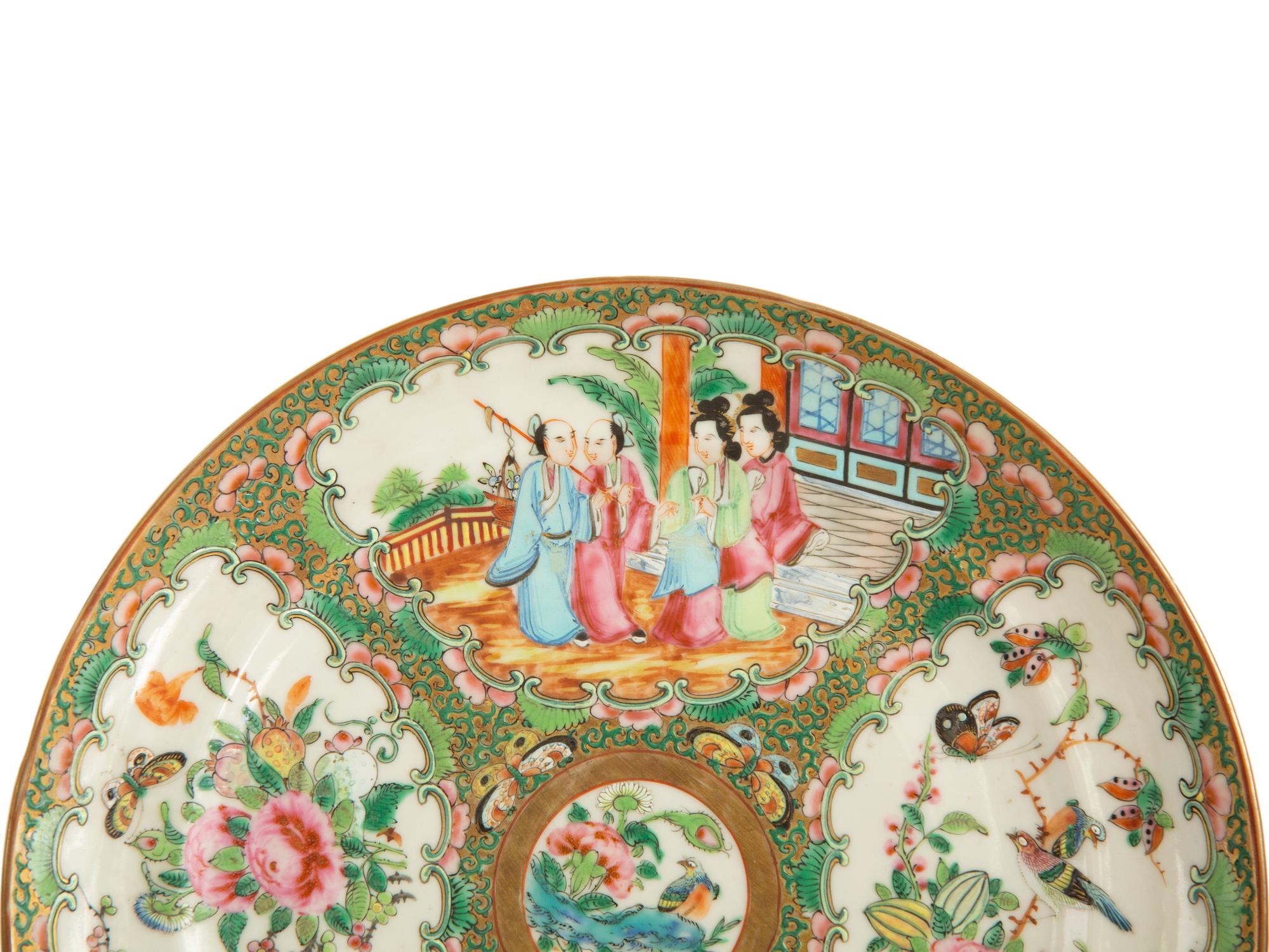 A Set of Ten Chinese Rose Medallion Porcelain Plates
