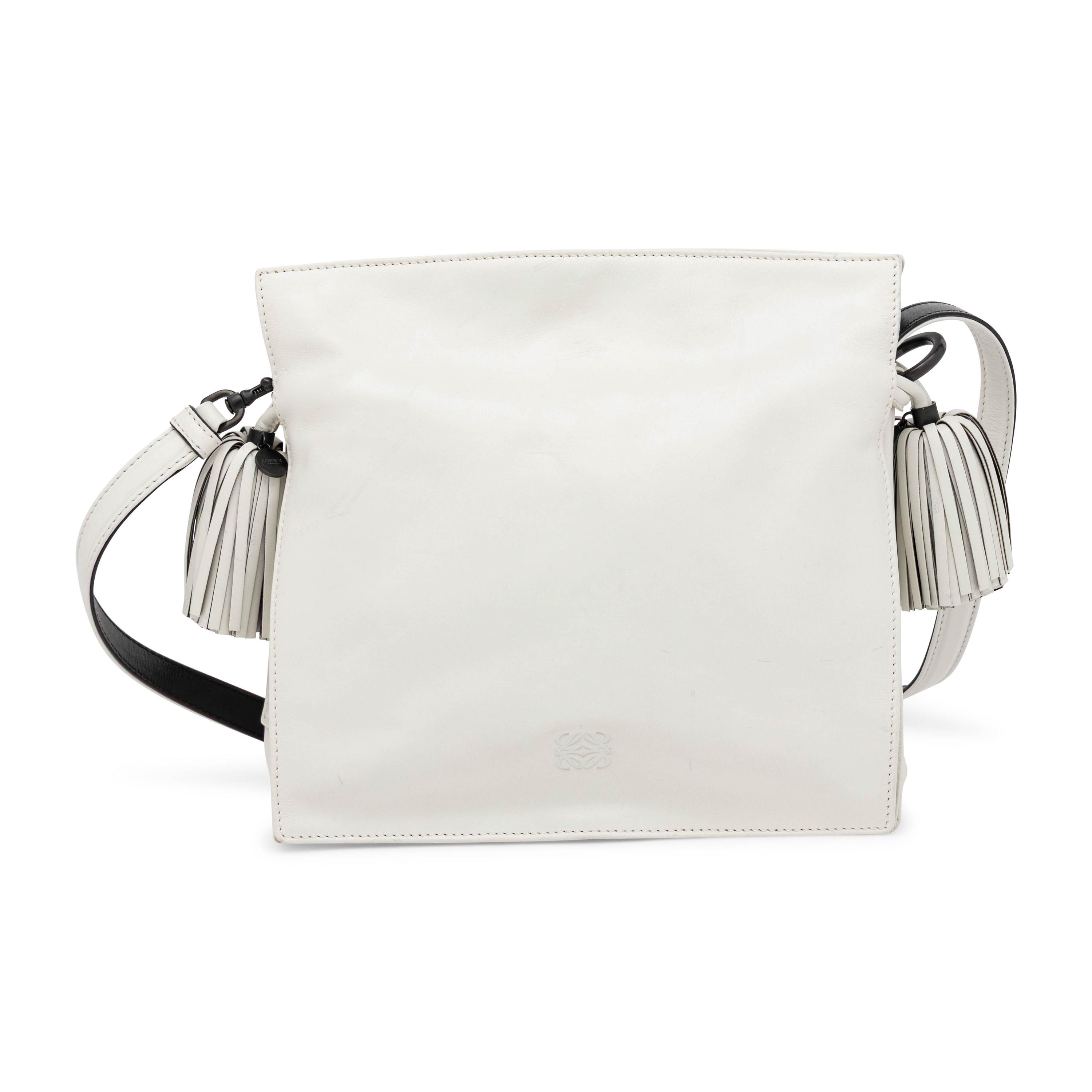 Loewe, Flamenco Tassel Bag in White Leather