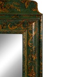 A Queen Anne Style Green Japanned Mirror