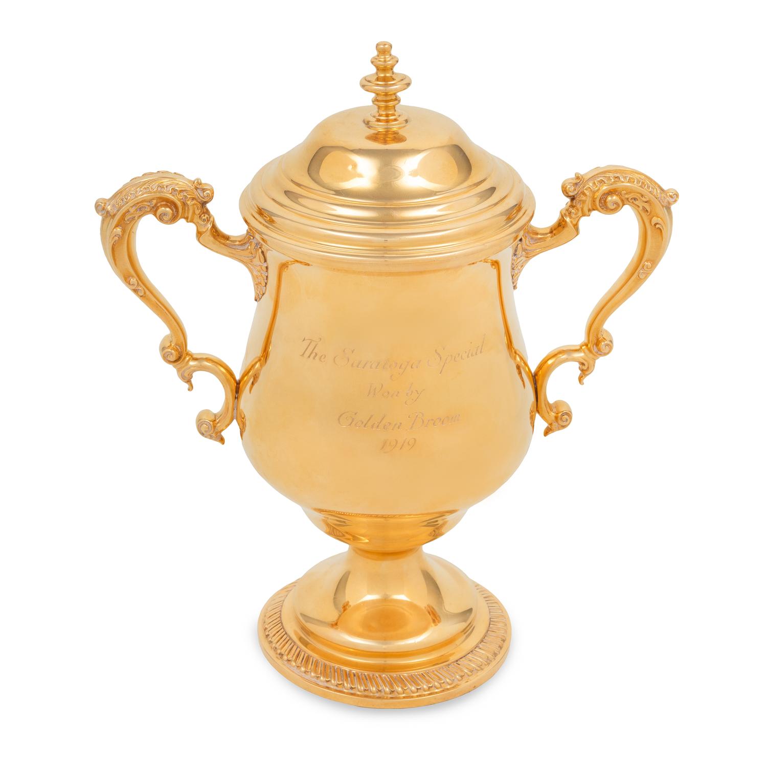 A Tiffany and Co. 14-Karat Gold Cup and Cover of Horse Racing Interest