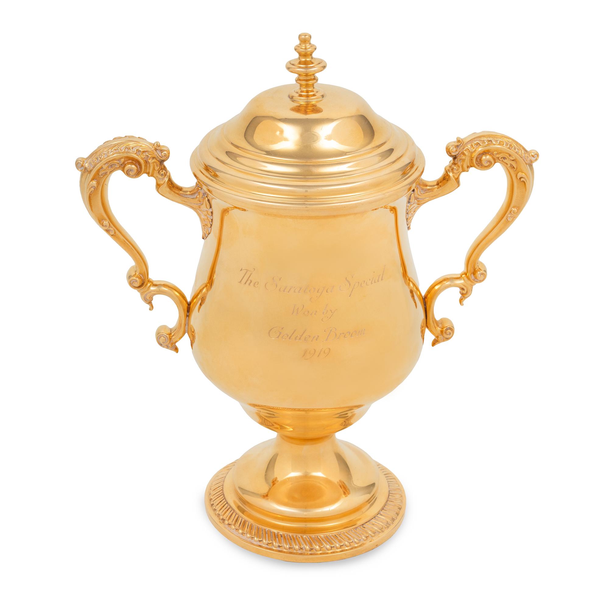 A Tiffany and Co. 14-Karat Gold Cup and Cover of Horse Racing Interest