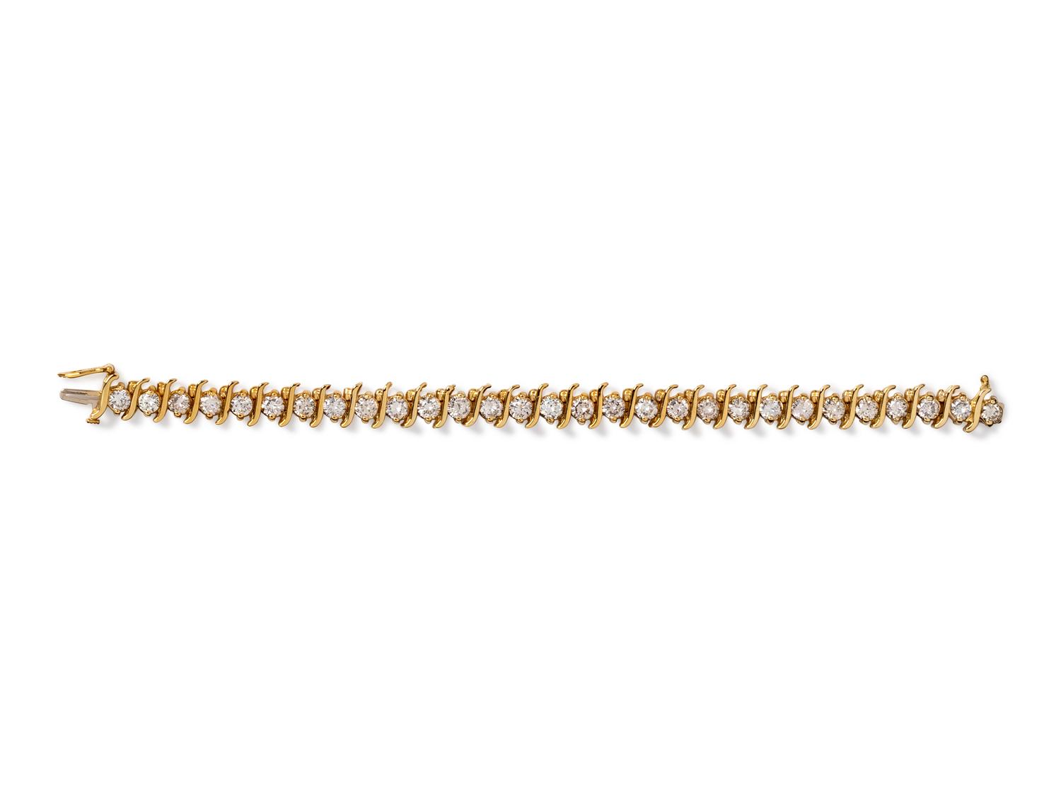 14 Karat Yellow Gold and Diamond Bracelet,
